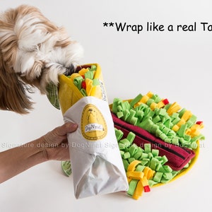 Taco snuffle dog toy dog toys, snuffle mat, interactive, mental exercise, dog gift, brain game, mentally stimulating game image 8