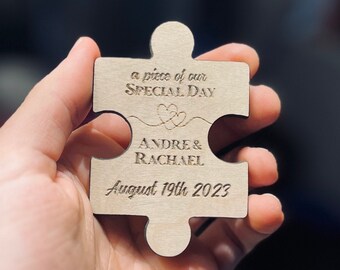 Save The Date Puzzle Piece Magnet | Wedding - Rustic - Modern - Farmhouse - Wooden - Planning - Magnetic - Unique - Invitation - Party |
