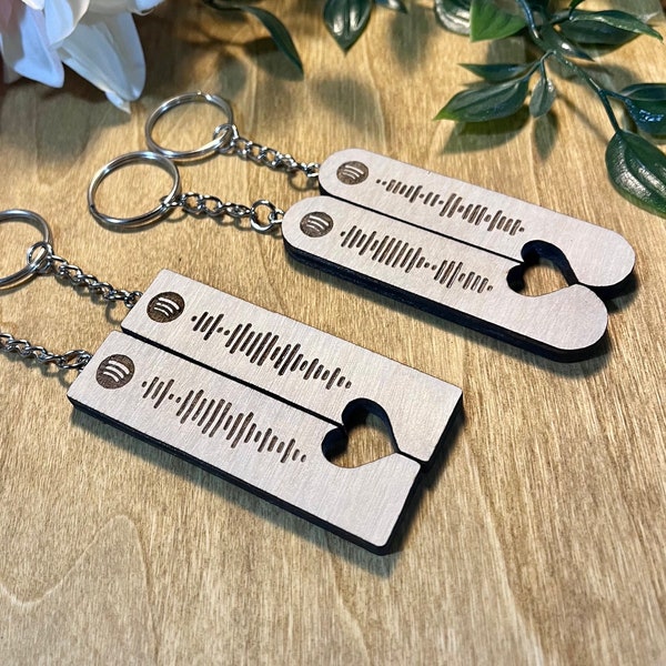 Couples Music Code Keychain Set | Music Code, Valentines Day, Awesome Gift Ideas, Custom SVG, Music Keychain, Custom Keychain, Gifts |