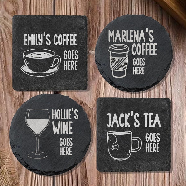 Slate Coaster - Personalised Your Drink Here, Gifts for Him, Gifts for Her, Laser Engraved Gift, Wedding, Birthday, Anniversary, Christmas