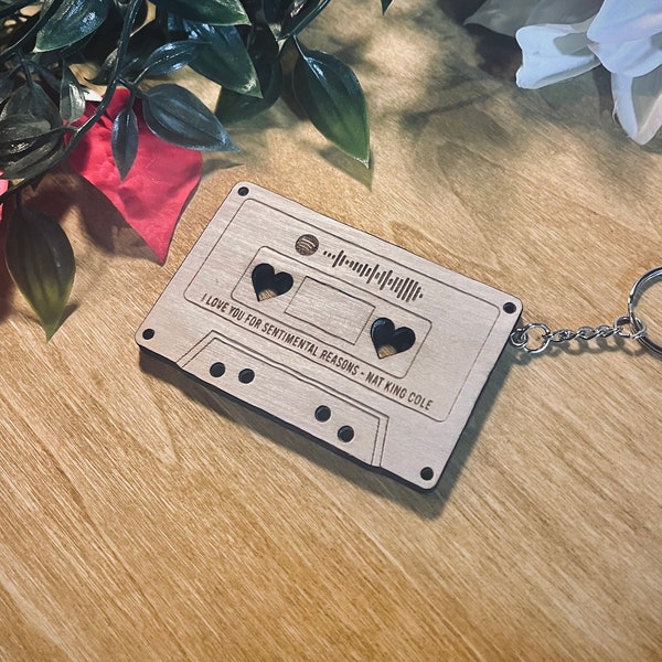 Scannable Music Code Cassette Keychain | Christmas - Valentines Day Gift - Boyfriend - Girlfriend - Old School - Track - Personalized Gift |