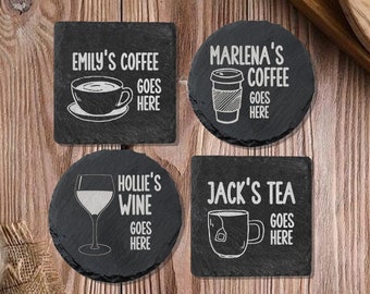 Slate Coaster - Personalised Your Drink Here, Gifts for Him, Gifts for Her, Laser Engraved Gift, Wedding, Birthday, Anniversary, Christmas