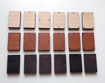Laser Cut Wood Rectangle Blanks: Jewelry Earring Charms - Set of 10