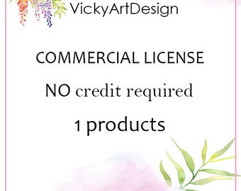 Limited Commercial License NO Credit required / Digital Download Printable Watercolor Clipart / Single product