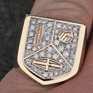 Cartier Ring Lincoln Mercury Merkur Diamond Pinky Signet Mens 18k Yellow Gold 8