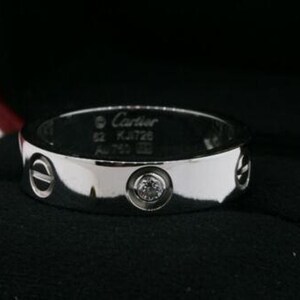Cartier Love 3 Diamond Band Ring Mens 62 Box Certificate Receipt 18k White