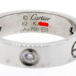 Cartier Love 3 Diamond Band Ring Mens 62 Box Certificate Receipt 18k White