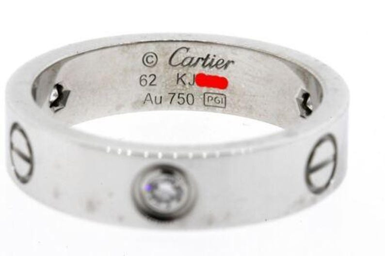 Cartier Love 3 Diamond Band Ring Mens 62 Box Certificate Receipt 18k White