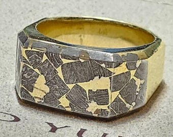 David Yurman Meteorite 18k Yellow Gold Mens Ring Band Streamline Size 10  Rare