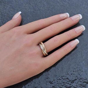 Cartier Trinity Ring Band Rolling 18k Rose White Yellow Gold Sz 53 Us 6.5