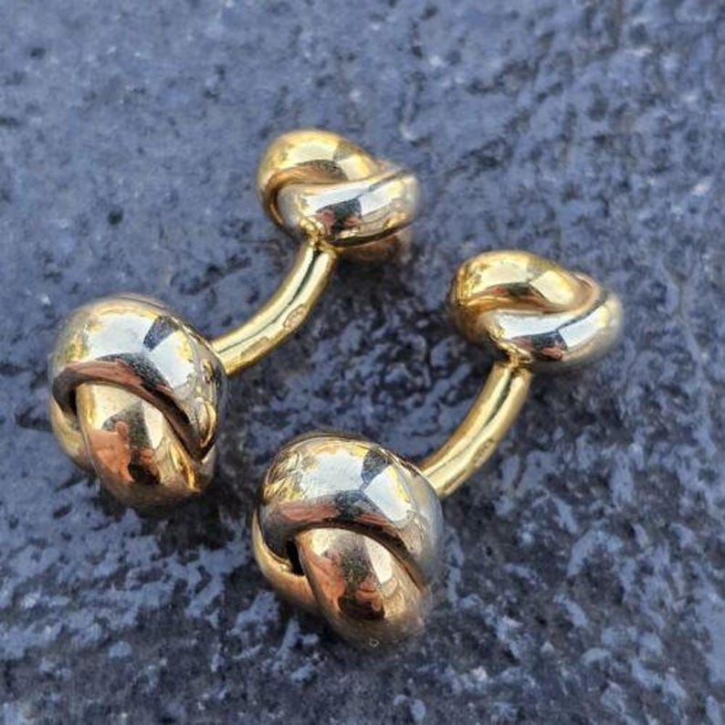 Cartier Cufflinks Trinity Love Knot Tri Color 18k Yellow White Rose Gold & Box