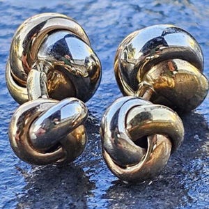 Cartier Cufflinks Trinity Love Knot Tri Color 18k Yellow White Rose Gold & Box