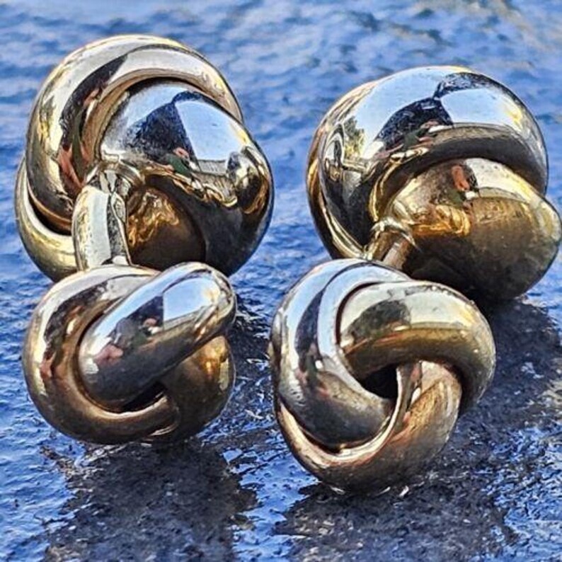 Cartier Cufflinks Trinity Love Knot Tri Color 18k Yellow White Rose Gold & Box