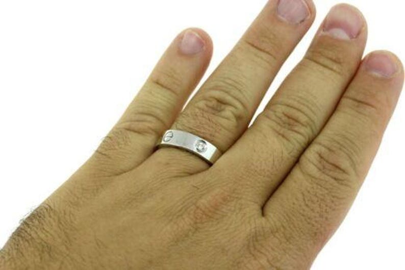Cartier Love 3 Diamond Band Ring Mens 62 Box Certificate Receipt 18k White