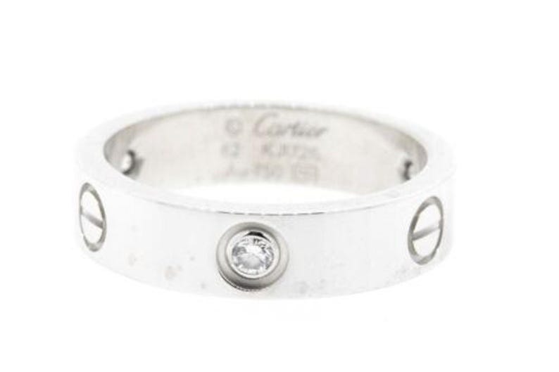 Cartier Love 3 Diamond Band Ring Mens 62 Box Certificate Receipt 18k White