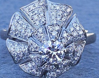 H. Stern Ring Gia .40ct Faint Pink Vs1 18k White Gold Genesis Sz 7