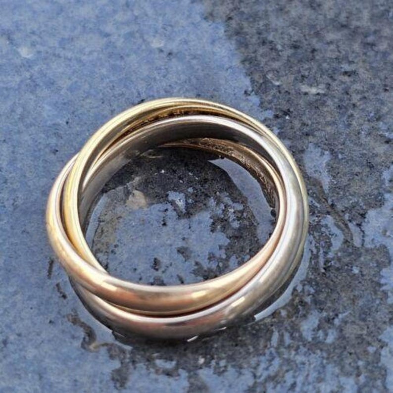 Cartier Trinity Ring Band Rolling 18k Rose White Yellow Gold Sz 53 Us 6.5