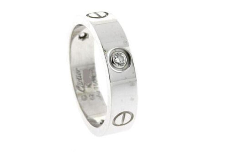 Cartier Love 3 Diamond Band Ring Mens 62 Box Certificate Receipt 18k White
