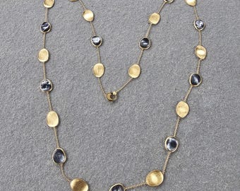 Marco Bicego Lunaria 36" Chain Necklace 18k Yellow Gold Black Mother Pearl 6990