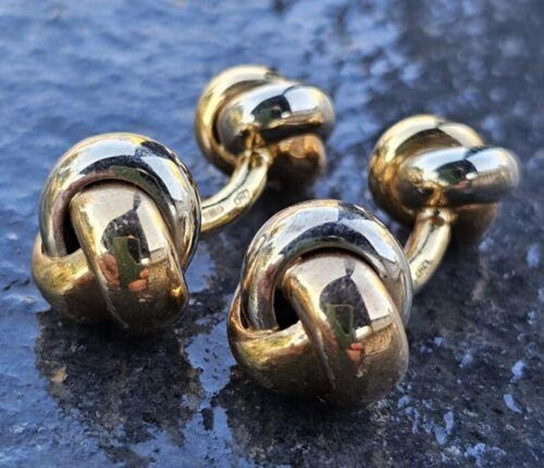 Cartier Cufflinks Trinity Love Knot Tri Color 18k Yellow White Rose Gold & Box