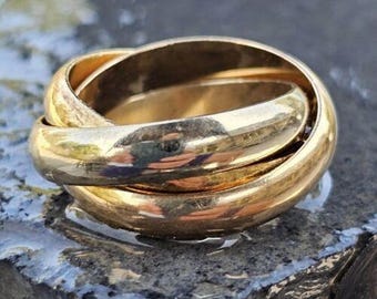 Cartier Trinity Wedding Band Ring 18k Gold Tri-Color Rolling Sz 50 Us 5.25