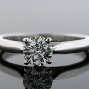 Cartier Diamond Engagement Ring Solitaire .48ct Gia Round Platinum Size 4.25