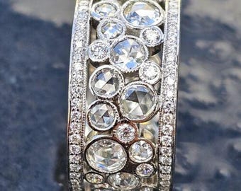 Tiffany & Co. Cobblestone Band Ring Platinum Sz 5.5 Rose Cuts Box 14,500