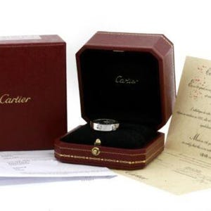 Cartier Love 3 Diamond Band Ring Mens 62 Box Certificate Receipt 18k White
