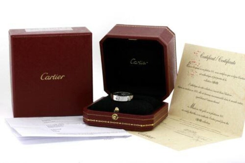 Cartier Love 3 Diamond Band Ring Mens 62 Box Certificate Receipt 18k White