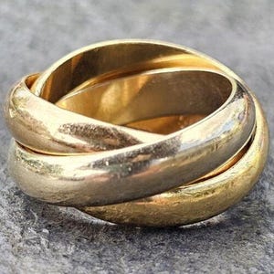 1997 Cartier Trinity 3 Band Ring 18k Rose White Yellow Gold 1997 Sz 51 Us 5.75