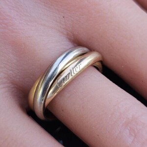 Cartier Trinity Ring Band Rolling 18k Rose White Yellow Gold Sz 53 Us 6.5