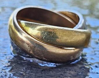 Cartier Trinity Band Ring Rare Vintage Version 18k Sz 4.5
