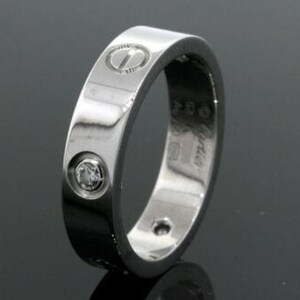 Cartier Love 3 Diamond Band Ring Mens 62 Box Certificate Receipt 18k White