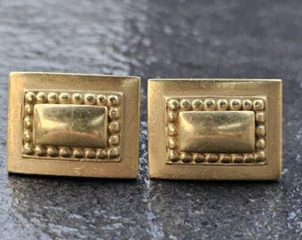 Barry Kieselstein Cord Cufflinks 18k Solid Gold 1985 Beaded Rectangle