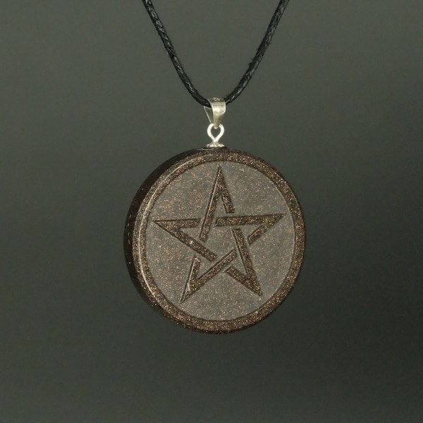 Pentakel Pentagram Orgonit Amulett von Hand gefertigt in Deutschland aus verschiedenen Metallpulvern und Mineralien