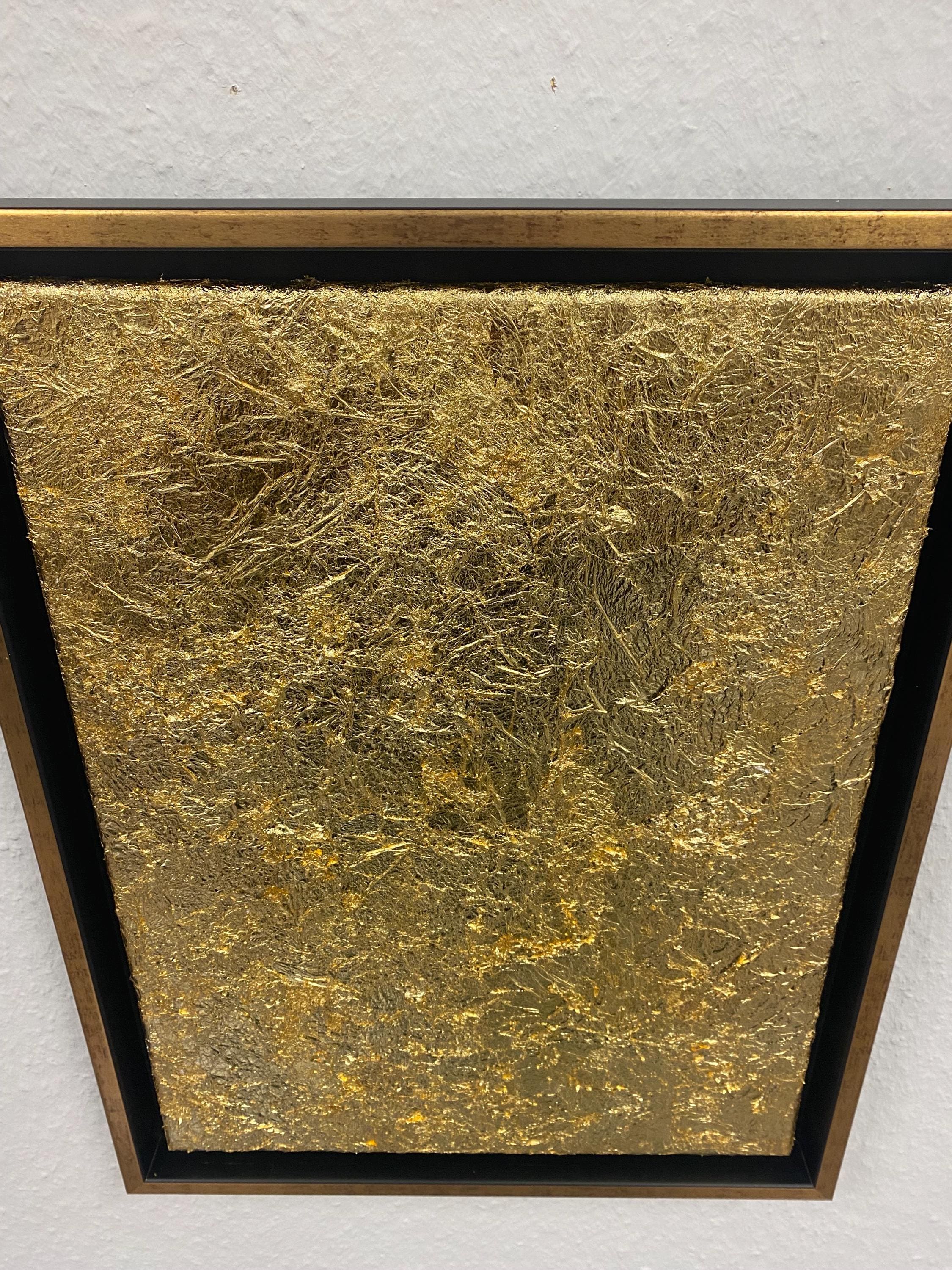 Crystal wall art with gold leaf | Energetic artwork with gold-plated rock crystal | Spiritual decoration for the home