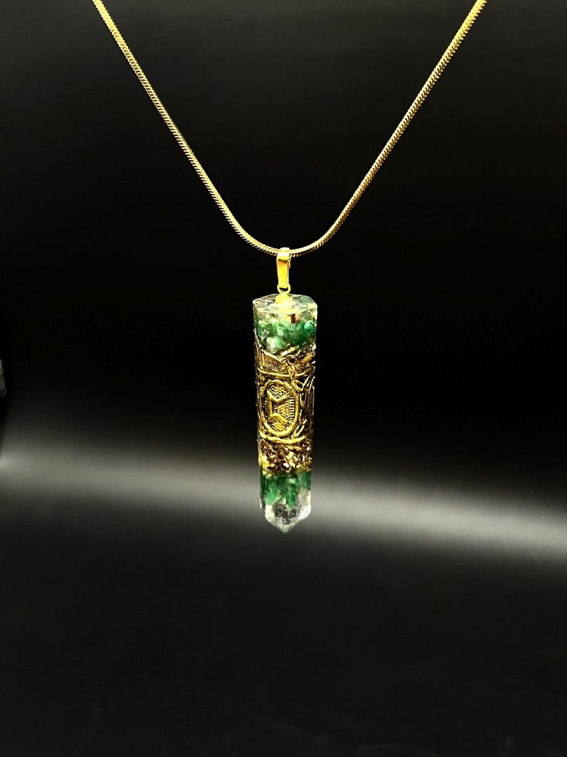 Emerald Rune Emerald Rune Amulet Orgonite Pendant Medieval Jewelry Made of Genuine ...