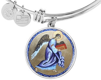 Schutzengel Medaille Armreif, personalisiertes religiöses Geschenk