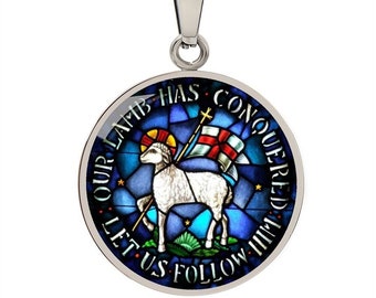 Collar con colgante del Cordero de Dios Agnus Dei, regalo católico