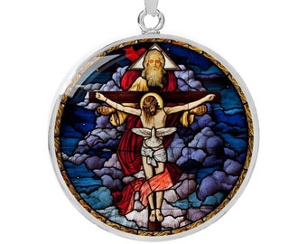 Holy Trinity pendant, Holy Trinity image, Trinity Necklace, Baptism Gift Girl, Baptism Gift Boy, Godparent Gift, Godmother Gift Pastor Gift