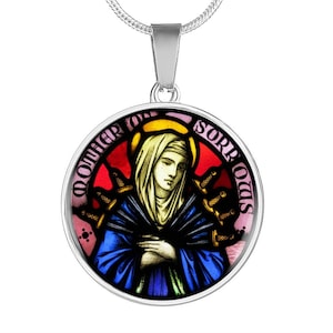 Seven Sorrows Mary, Sorrowful Mother, Our Lady of Piety, Our Lady of Sorrows, Mother of Sorrows, Our Lady Dolours pendant necklace