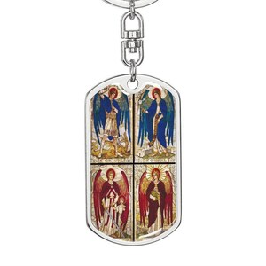 Archangel Michael, Archangel Gabriel, Archangel Raphael, Archangel Uriel, Baptism Gift Girl, Personalized Gift, Military Dog Tag Keychain