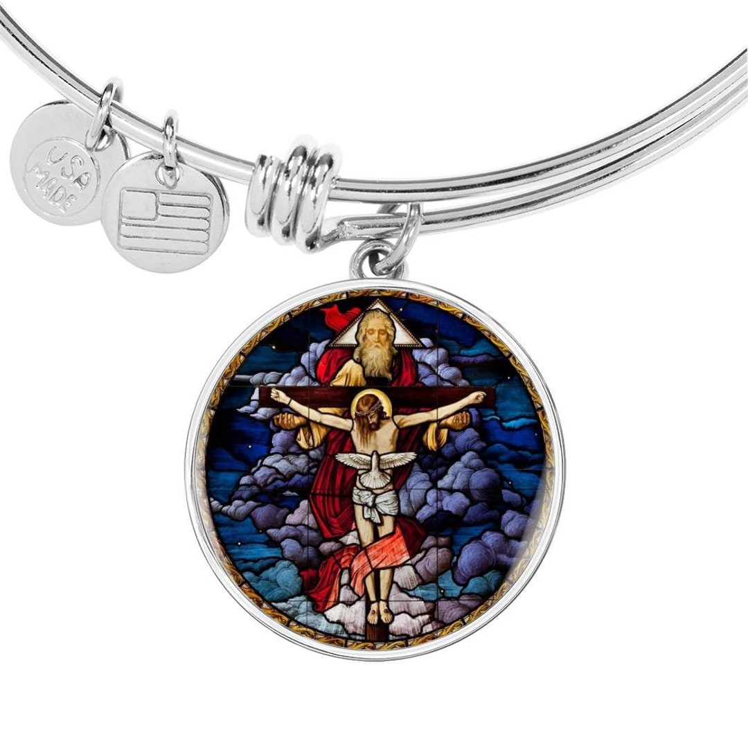 Holy Trinity Bangle, Stained Glass Pendant, Godmother Gift - Etsy