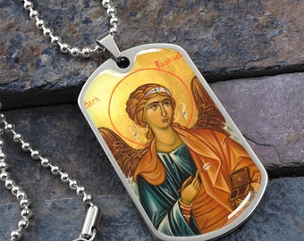 Archangel Raphael Dog Tag military pendant necklace