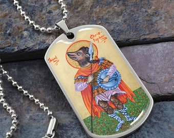 Collar colgante con etiqueta de perro con cabeza de perro de San Cristóbal, regalo