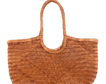 ALTICA Sac HOBO pour dames en cuir véritable tissé à la main triple saut style bambou - MONALISA