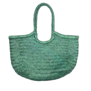 ALTICA Echtes Leder Hand Woven Triple Jump Bambus Stil Damen Hobo Bag - MONALISA - Forest