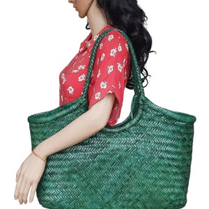 ALTICA Genuine Leather Hand Woven Bamboo Style Ladies Tote Bag MONALISA image 7