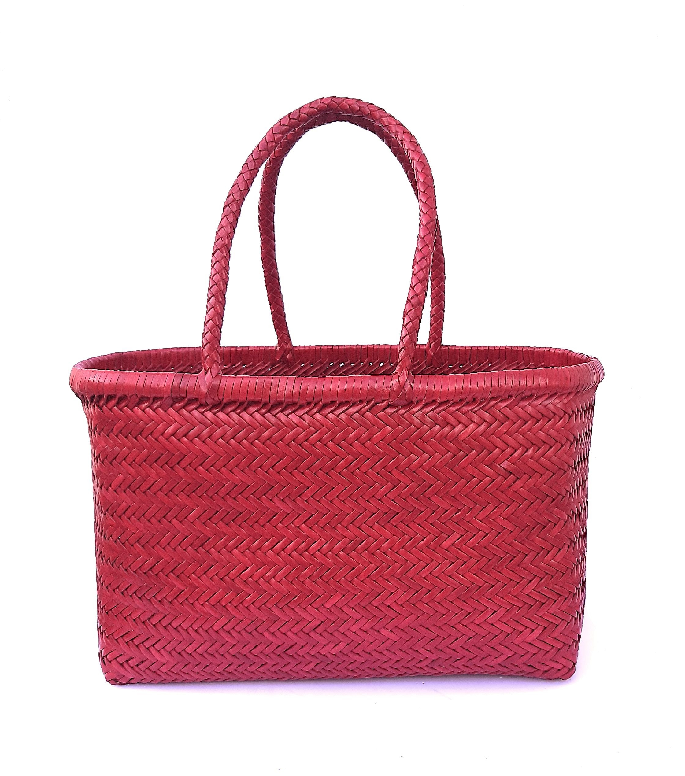 ALTICA Genuine Leather Hand Woven Bamboo Style Ladies Tote Bag - Monalisa