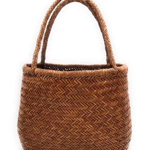 ALTICA Genuine Leather Hand Woven Triple Jump Bamboo Style Ladies Tote Bag - MARIAM